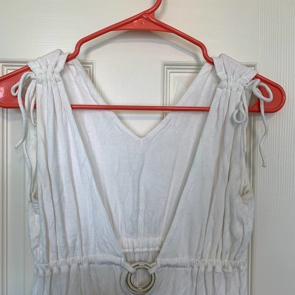 Perry Ellis XS/S White Deep V-Neck Beach Coverup Dress - Picture 3 of 4